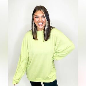 Oversized long sleeve top, Long sleeve top, Lime Green top, size XL top.